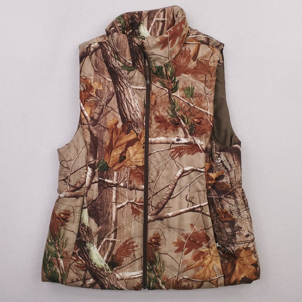 Realtree Vest Mens Large Brown Camo Puffer Jacket Reversible Hunting Insulated